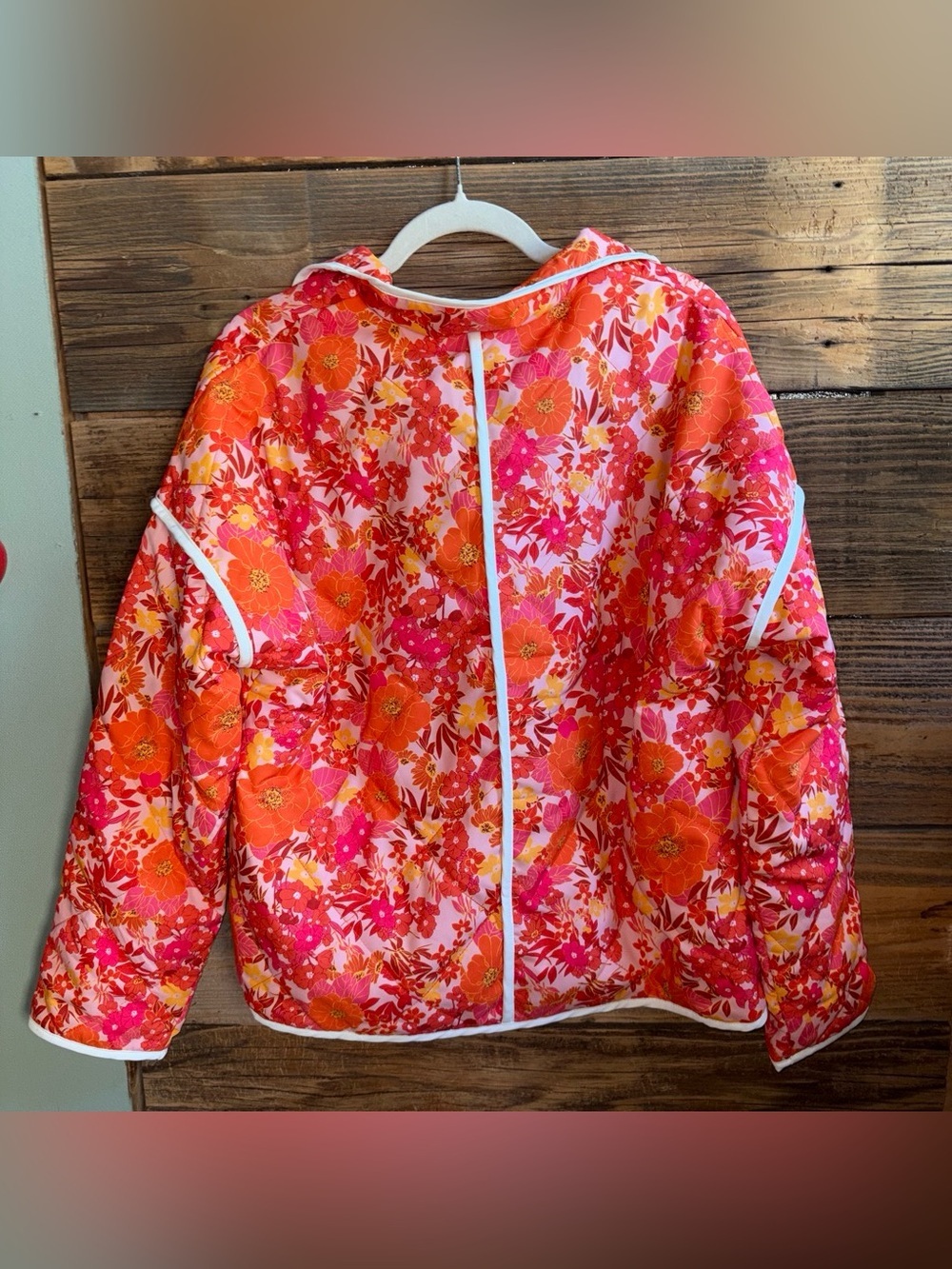 Colorful Floral Quilted Bomber Jacket - Pink & Orange by Kooples - Picture 4 of 4